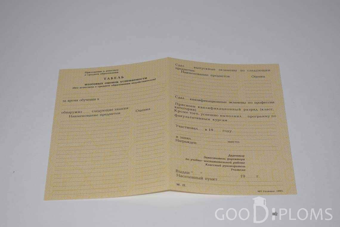 Приложение к Аттестату За 10 Класс период выдачи 1990-1993 -  Иркутск